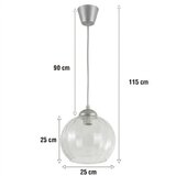 Brilagi LED luster na sajli RETRO GLASS 1xE27/60W/230V prečnik 25 cm srebrna/prozirna | Eponuda.com