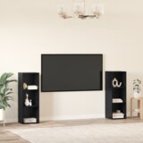 vidaXL Komplet TV omaric s polico 2 pcs Črni hrast 107 x 35 x 37 cm | Shoptok.si