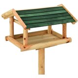 vidaXL hranilica za ptice sa stalkom 37x28x100 cm od masivne jelovine | shoptok.hr
