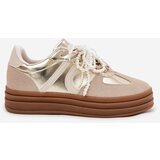 Boto Women's Platform Sneakers With Decorations Beige-Gold Vinness | Shoptok.si