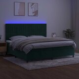  box spring s madracem LED tamnozeleni 200x200 cm baršun | shoptok.hr