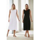 Dewberry E2145 Set of Two Women Dresses-BLACK-WHITE cene