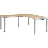 mauser Pisalna miza, s priklučkom, noge iz okrogle cevi, VxŠxG 650 - 850 x 1600 x 800 mm, kotni element na levi strani, plošča v imitaciji javorja, og | Shoptok.si