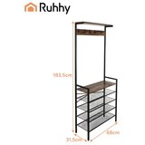 Ruhhy 27038 stalak za cipele 79 cm – metalni organizer s drvenim policama (3 razine, loft dizajn) | Shoptok.si