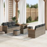 vidaXL Set od 9 komada vrtnih sofa s jastučićima Siva Poli Ratan Akacija | shoptok.hr