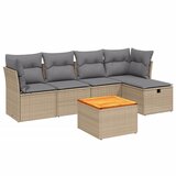 Maison Chic Seti vrtnega pohištva - Vrtna garnitura - Vrtni pohištvo set 6-delna z blazinami bež poli ratan, (21813609) | Shoptok.si