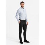 Ombre Elegant men's oxford shirt with embroidery and pocket - light grey | Eponuda.ba