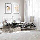 Maison Chic Kovinski Posteljni okvir - Dvoposteljna postelja - Zakonska postelja z vzglavjem in vznožjem bel 160x200 cm-J62, (21774735) | Shoptok.si