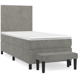 Box spring krevet s madracem svjetlosivi 80 x 200 cm baršunasti | shoptok.hr