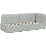 vidaXL Kotna postelja z vzglavjem Svetlo siva 80 x 200 cm Žamet, (5000106375) | Shoptok.si