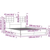 Okvir kreveta s uzglavljem siva boja betona 135x190 cm drveni | shoptok.hr