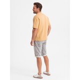 Ombre Men's denim short shorts with decorative stitching - light grey | shoptok.hr