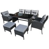  Baštenski set ratan sto + 2 stolice + 2 pufa + sofa crni (ABI7541) | ePonuda.com