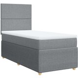 vidaXL Okvir kreveta s oprugama i madrac svjetlosivi 90x200cm tkanina | shoptok.hr