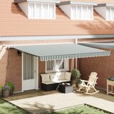 vidaXL Automatska uvlačiva tenda s LED svjetlom Zelena i Bijela 450x300 cm, Zamjenska tkanina za tendu za okvir 4,5x3 m Zelena i Bijela Cijene