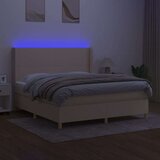 vidaXL Krevet box spring s madracem LED krem 160x200 cm od tkanine | shoptok.hr