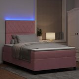  LED Box Spring Krevet s madracem Ružičasta 120 x 190 cm Baršun | shoptok.hr