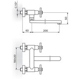 Rosan XO baterija za sudoperu – lavabo izliv 200mm XO32120