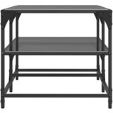  Stolić za kavu s crnom staklenom površinom 98 5x50x45 cm čelik | shoptok.hr