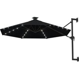 Zidni vrtni suncobran s LED svjetlima 300 cm crni | Eponuda.com