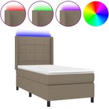  box spring s madracem LED smeđesivi 100x200 cm tkanina | shoptok.hr