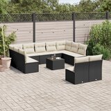 12-dijelni set vrtnih sofa od poliratana s jastucima crni | shoptok.hr