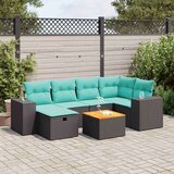 vidaXL Vrtna garnitura - 7-dijelni set vrtnih sofa od poliratana s jastucima crni - Crna sa spremištem 1 | shoptok.hr