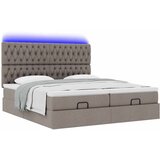  Otomanski okvir kreveta s madracima smeđesivi 200x200cm tkanine | shoptok.hr