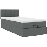 vidaXL Otomanski posteljni okvir z vzmetnico siv 100x200 cm blago | Shoptok.si