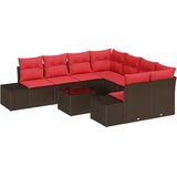 vidaXL Vrtna sedežna garnitura 9 pcs Bež Rdeča 55 x 55 x 37 cm, (5000020539) | Shoptok.si