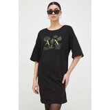Armani Exchange Bombažna obleka črna barva | Shoptok.si