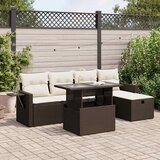 Maison Chic Seti vrtnega pohištva - Vrtna garnitura - Vrtni pohištvo set 6-delna z blazinami rjav poli ratan, (21804184) | Shoptok.si
