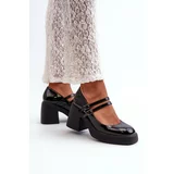 Kesi Black patented pumps with chunky heels from Halmina