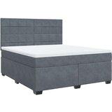 vidaXL Box spring postelja z vzmetnico temno siva 180x200 cm žamet | Shoptok.si
