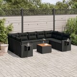  10-dijelni set vrtnih sofa s jastucima crni od poliratana | shoptok.hr