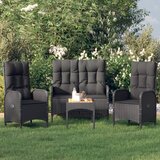 vidaXL 4-dijelni vrtni blagovaonski set od poliratana s jastucima crni | shoptok.hr