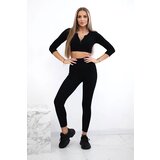 Kesi Ribbed crop top set in black | shoptok.hr