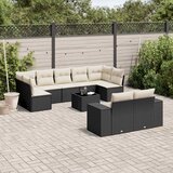  10-dijelni set vrtnih sofa s jastucima crni od poliratana | shoptok.hr