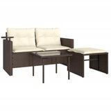  3-dijelni set vrtnih sofa s jastucima smeđi od poliratana | shoptok.hr