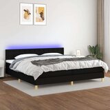  Krevet box spring s madracem LED crni 200x200 cm od tkanine Cijene