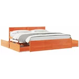  Okvir kreveta s ladice voštano smeđi 180x200 cm od borovine