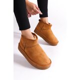 Capone Outfitters Thick Soled Round Toe Furry Inside Tan Suede Half Boots | shoptok.hr