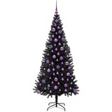 vidaXL Božično drevo med 300 LED z stojalom Črna 180 cm PVC | Shoptok.si