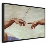  Slika - Michelangelo – The Creation of Adam (hands) 90x60 U crnom drvenom okviru | shoptok.hr