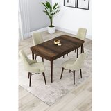 Hanah home trpezarijski set Lia, sto na razvlačenje i 4 stolice, ploča u dekoru drveta Baroque, krem tkanina Babyface | Eponuda.com