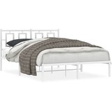 vidaXL Kovinski posteljni okvir z vzglavjem bel 140x200 cm | Shoptok.si