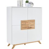 XORA visoka komoda, bela, barve hrasta | Shoptok.si
