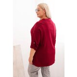 Kesi Włoski Women's Plus Size loose-fitting blouse with cotton and water neckline burgundy | Shoptok.si