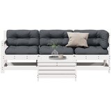  The Living Store Vrtna sedežna garnitura 4-delna z blazinami bela trdna borovina - Vrtna Sedežna Garnitura, (21479916) | Shoptok.si
