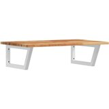  Zidna polica za umivaonik od čelika i masivnog bagremovog drva Smeđa 80 x 50 x 2 cm | shoptok.hr